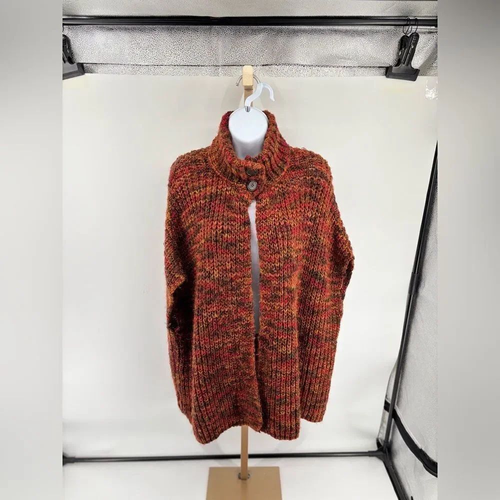 Anthropologie Elsamanda Chunky Knit Poncho Sweater Wool Blend One Size
